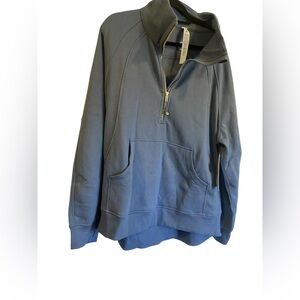 NWT Lululemon scuba oversized funnel neck half zip WASHED DEMIN/GOLD Size: XXL